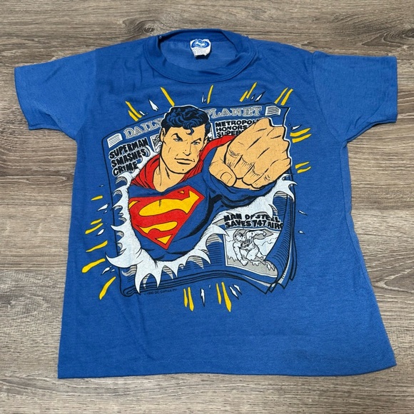 Vintage 1990 Superman Pajama top pants set 12 14 - Picture 2 of 16